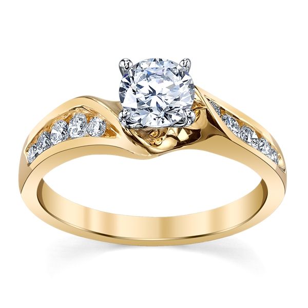 Suns and Roses 14k Yellow Gold Diamond Engagement Ring Setting 1/4 ct. tw.