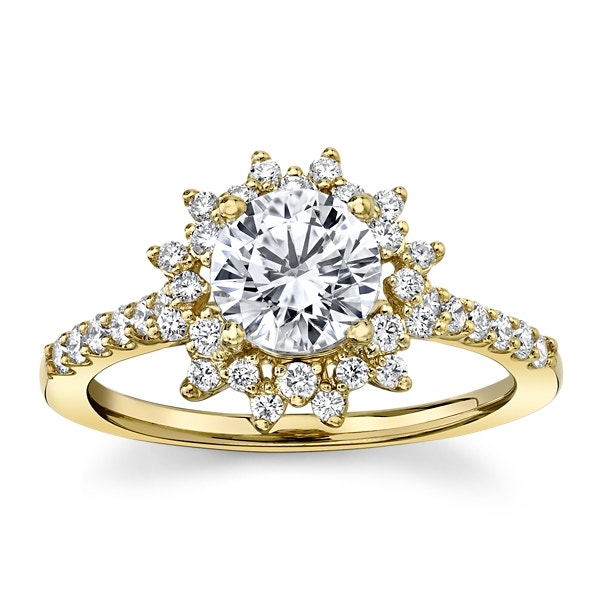 Suns and Roses 14k Yellow Gold Diamond Engagement Ring Setting 1/3 ct. tw.