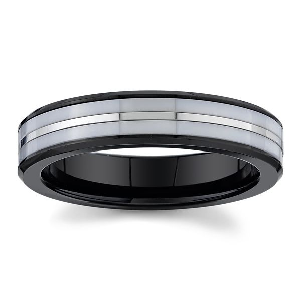 Triton Black Tungsten, White Tungsten and White Ceramic 5 mm Wedding Band