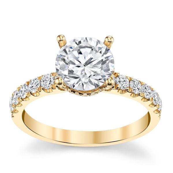 Divine 18k Yellow Gold Diamond Engagement Ring Setting 1/2 ct. tw.