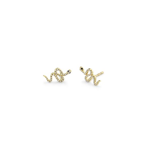 Shy Creation 14k Yellow Gold Black Diamond Earrings 1/6 ct. tw.