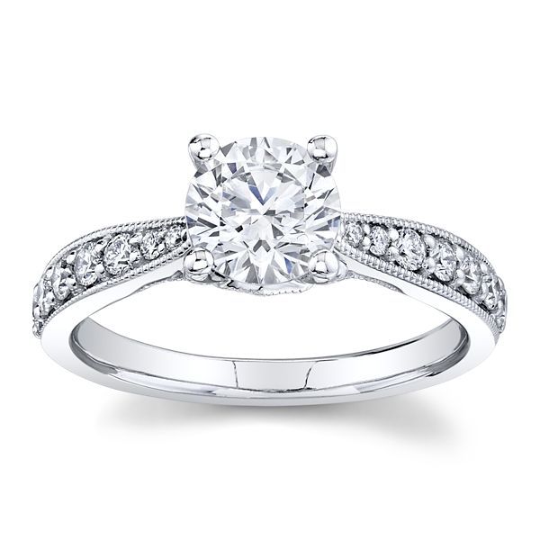 RB Signature 14k White Gold Diamond Engagement Ring Setting 1/3 ct. tw.