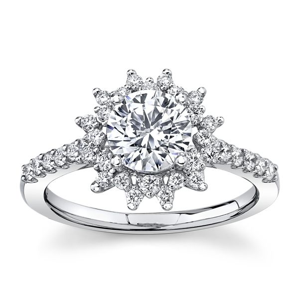 Suns and Roses 14k White Gold Diamond Engagement Ring Setting 1/3 ct. tw.