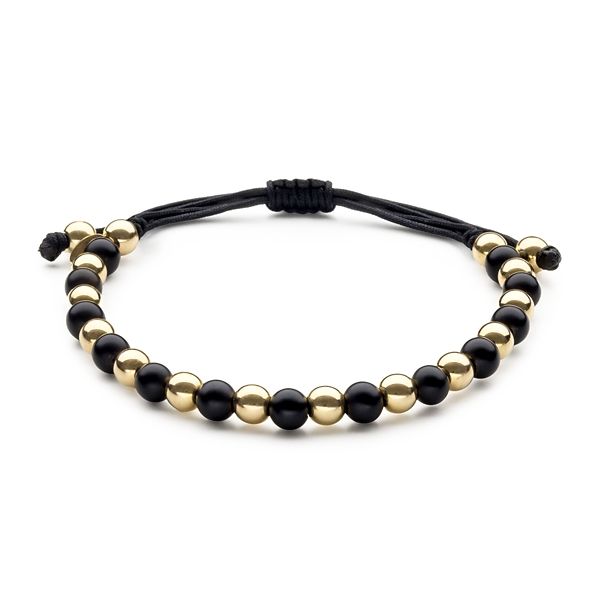 14k Yellow Gold Jaibor Uomo Onyx Bracelet