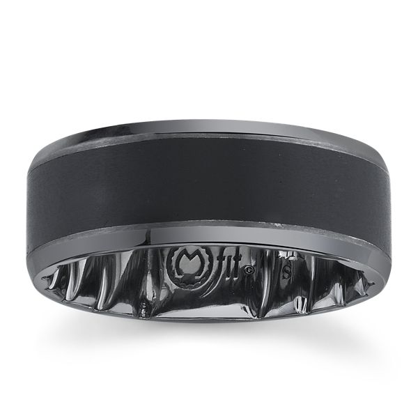 Mfit Black Ceramic Carbide and 14k White Gold 8 mm Wedding Band