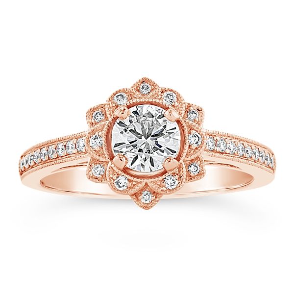 Utwo 14k Rose Gold Diamond Engagement Ring 5/8 ct. tw.