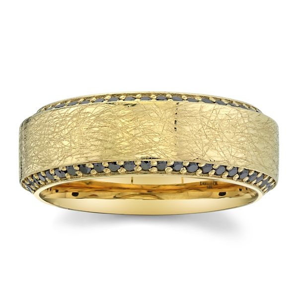 Lashbrook 14k Yellow Gold 8 mm Black Diamond Wedding Band 1 ct. tw.