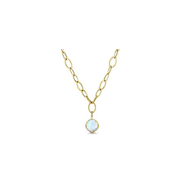 Mark Henry 18k Yellow Gold Happy Moonstone and Diamond Pendant 1/8 ct. tw.