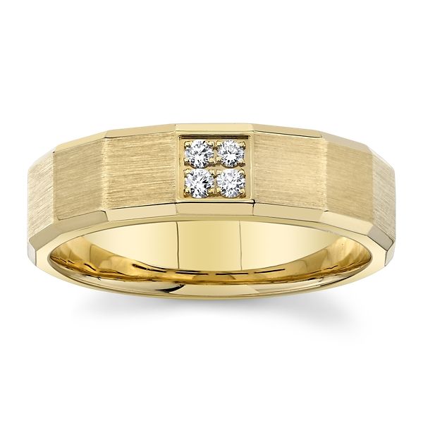 14k Yellow Gold 6 mm Diamond Wedding Band 1/10 ct. tw.