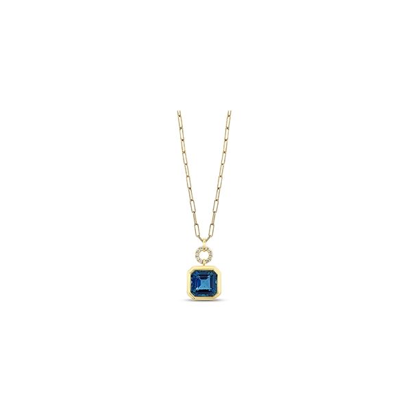 Doves 18k Yellow Gold London Blue Topaz Diamond Pendant 1/5 ct. tw.