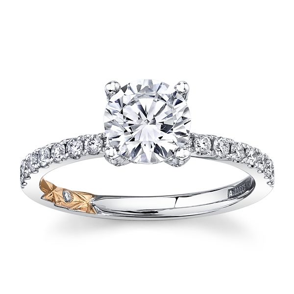 A.Jaffe 14k White Gold and 14k Rose Gold Diamond Engagement Ring Setting 1/3 ct. tw.