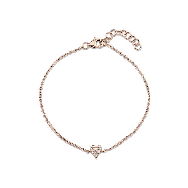 Shy Creation 14k Rose Gold Heart Diamond Bracelet .05 ct. tw.