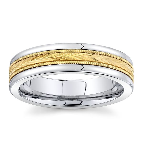 Triton Tungsten and 14k Yellow Gold 6 mm Wedding Band