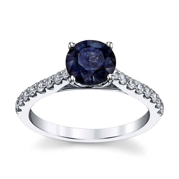 Blossom Bridal 14k White Gold Blue Spinel Diamond Engagement Ring 1/3 ct. tw.