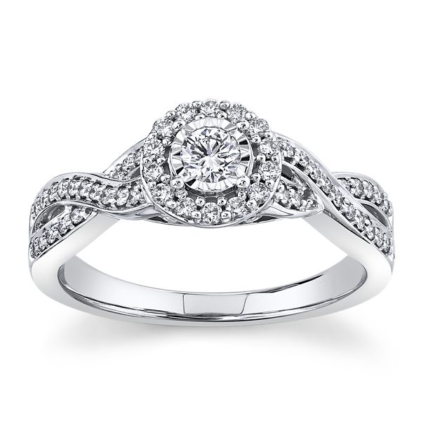 Cherish 14k White Gold Diamond Engagement Ring 3/8 ct. tw.