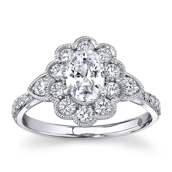 RB Signature 14k White Gold Diamond Engagement Ring Setting 5/8 ct. tw.