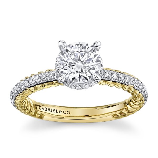 Gabriel & Co. 14k Yellow Gold and 14k White Gold Diamond Engagement Ring Setting 1/4 ct. tw.