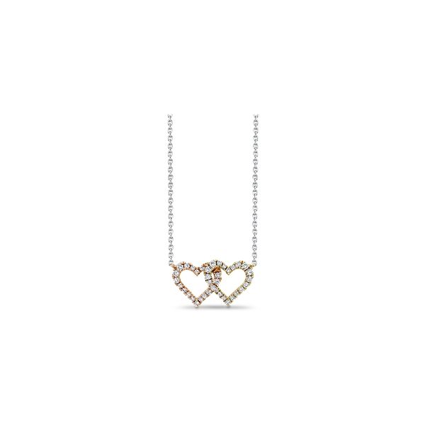 14k White Gold & 14k Yellow Gold & 14k Rose Gold Heart Necklace 1/4 ct. tw.