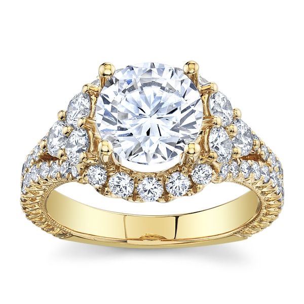 Divine 14k Yellow Gold Diamond Engagement Ring Setting 1 1/3 ct. tw.