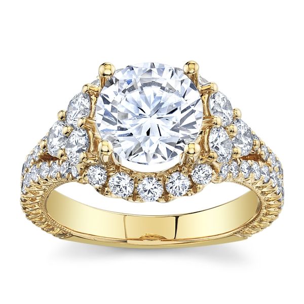 Divine 14k Yellow Gold Diamond Engagement Ring Setting 1 1/3 ct. tw.