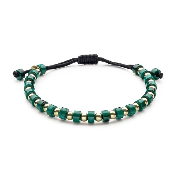 14k Yellow Gold Jaibor Uomo Malachite Bracelet