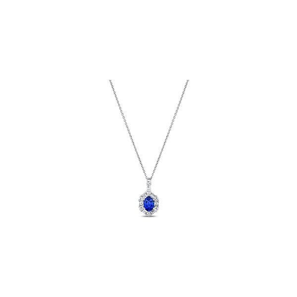 Mark Henry 18k White Gold Blue Sapphire and Diamond Pendant 1/3 ct. tw.