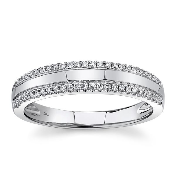 Shy Creation 14k White Gold Diamond Wedding Ring 1/6 ct. tw.