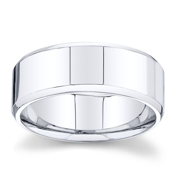 14k White Gold 8 mm Wedding Band