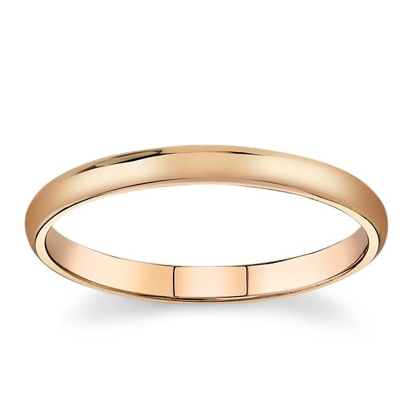14k Rose Gold 2mm High Polished Wedding Band