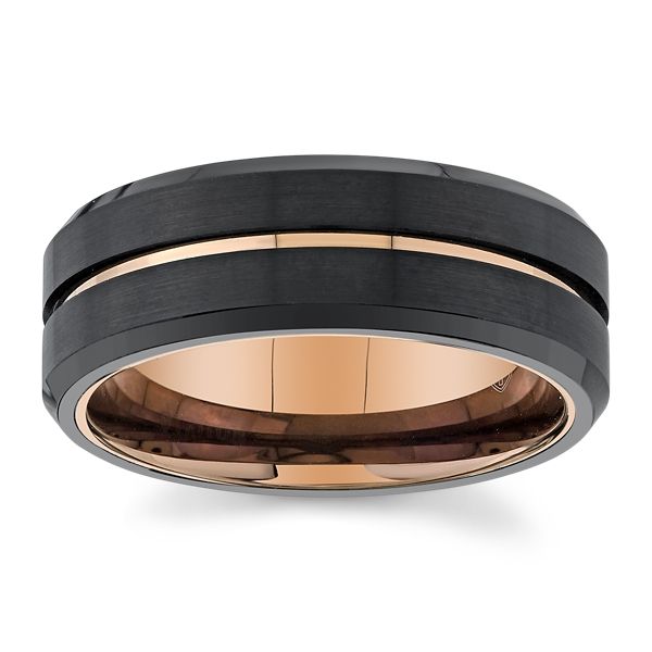Triton Espresso Tungsten Carbide and Black Tungsten Carbide 8 mm Wedding Band