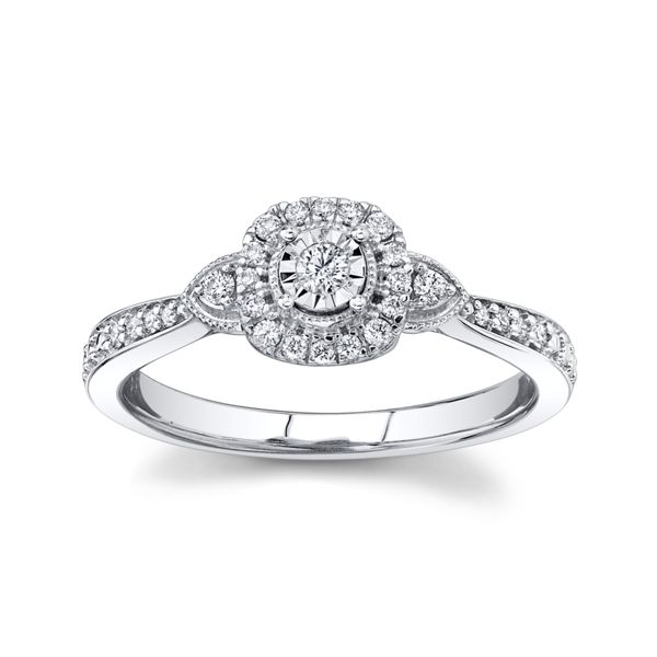 Cherish 10k White Gold Diamond Promise Ring 1/8 ct. tw.