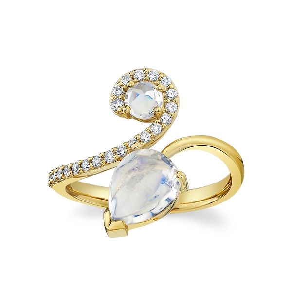 Mark Henry 18k Yellow Gold Moonstone and Diamond Fashion Ring 1/5 ct. tw.