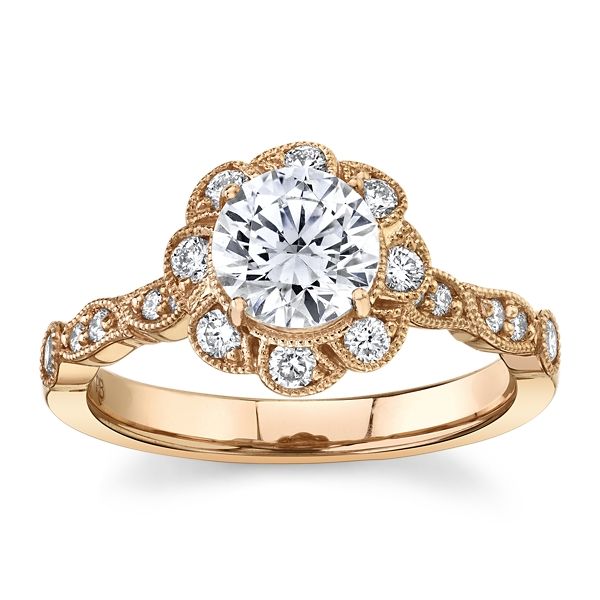 RB Signature 14k Rose Gold Diamond Engagement Ring Setting 1/3 ct. tw.