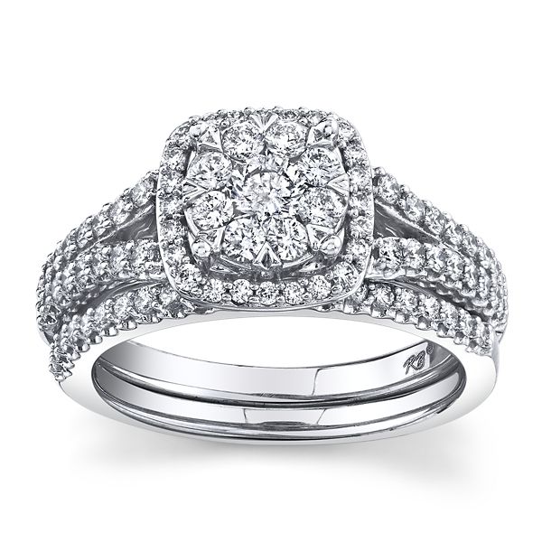 Mosaic Collection 14k White Gold Diamond Wedding Set 1 ct. tw.