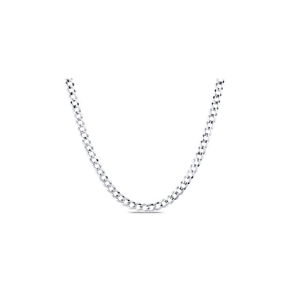 14k White Gold 22" Curb Chain Necklace