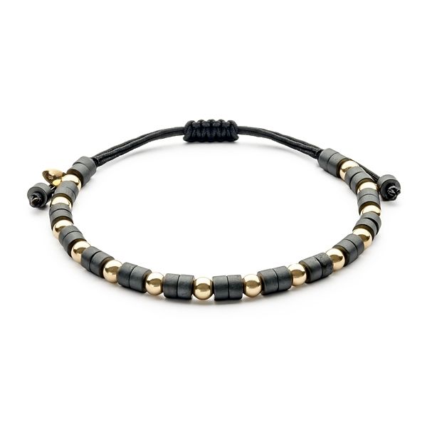 14k Yellow Gold Jaibor Uomo Hematite Bracelet