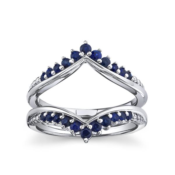 14k White Gold Blue Sapphire Guard