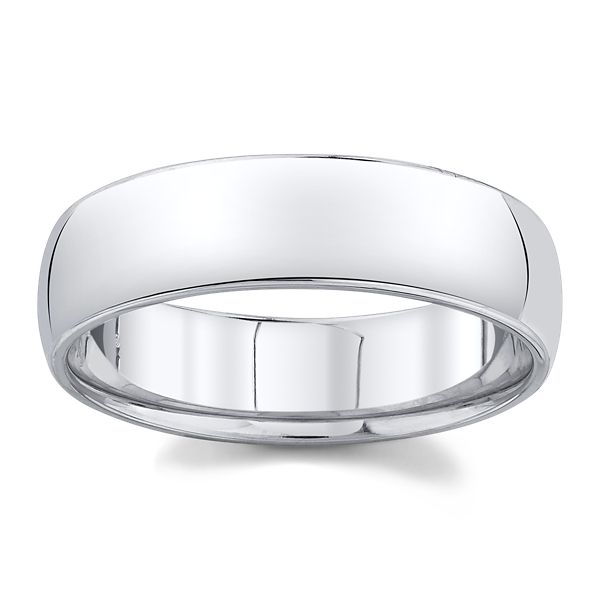 14k White Gold 6 mm Wedding Band