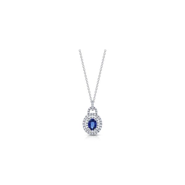 18k White Gold Blue Sapphire Pendant 5/8 ct. tw.