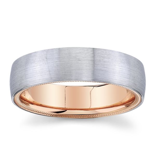 Verragio 14k White Gold and 14k Rose Gold 6 mm Wedding Band