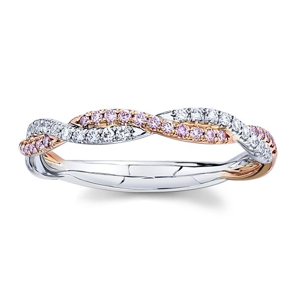 Platinum and 18k Rose Gold Pink Diamond Wedding Band 1/6 ct. tw.