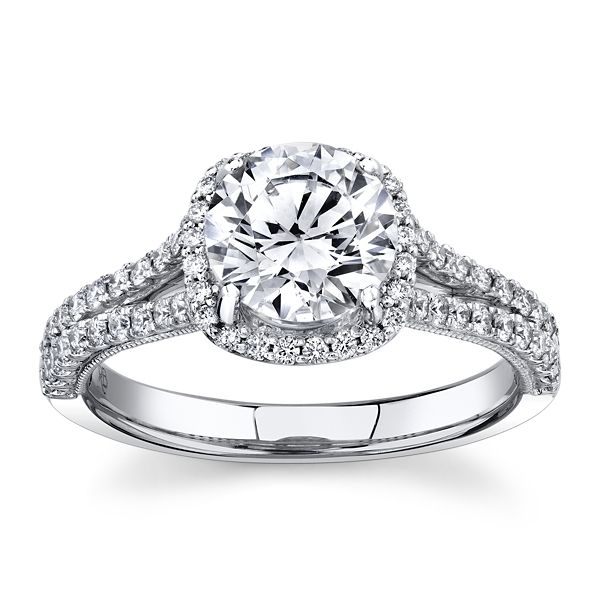 RB Signature 14k White Gold Diamond Engagement Ring Setting 1/2 ct. tw.