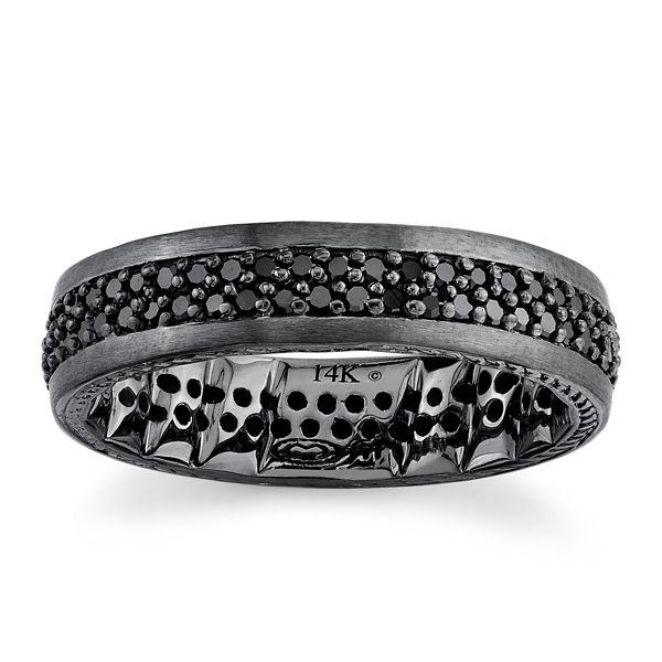 Mfit 14k White Gold 6 mm Black Diamond Diamond Wedding Band 1 ct. tw.