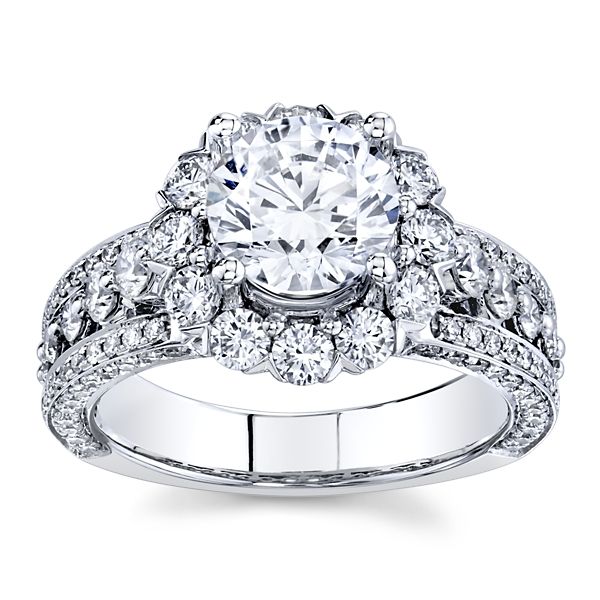 Divine 14k White Gold Diamond Engagement Ring Setting 1 1/2 ct. tw.