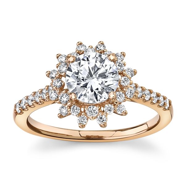 Suns and Roses 14k Rose Gold Diamond Engagement Ring Setting 1/3 ct. tw.