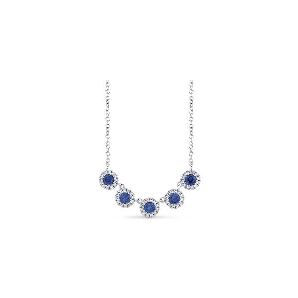 Shy Creation 14k White Gold Blue Sapphire Necklace 1/6 ct. tw.