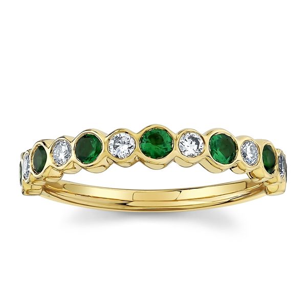 Mark Henry 18k Yellow Gold Emerald and Diamond Fashion Ring 1/6 ct. tw.