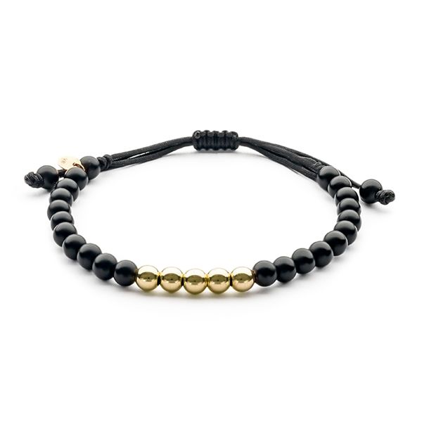 14k Yellow Gold Jaibor Uomo Onyx Bracelet