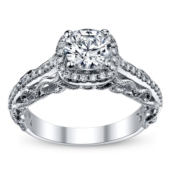 RB Signature 14k White Gold Diamond Engagement Ring Setting