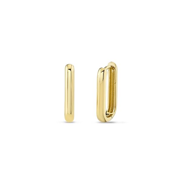 14k Yellow Gold Oblong Hoop Earrings